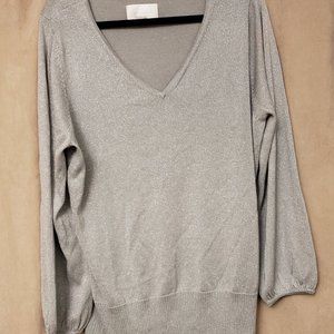 Silver/Glitter V-neck Sweater